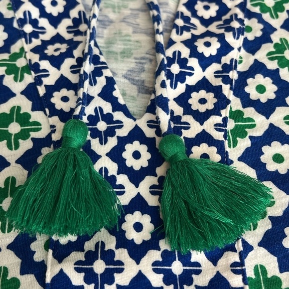 NEW Boden Doublecloth Blouson sleeve 100%Cotton top, navy green and white, sz 6 - Picture 6 of 13